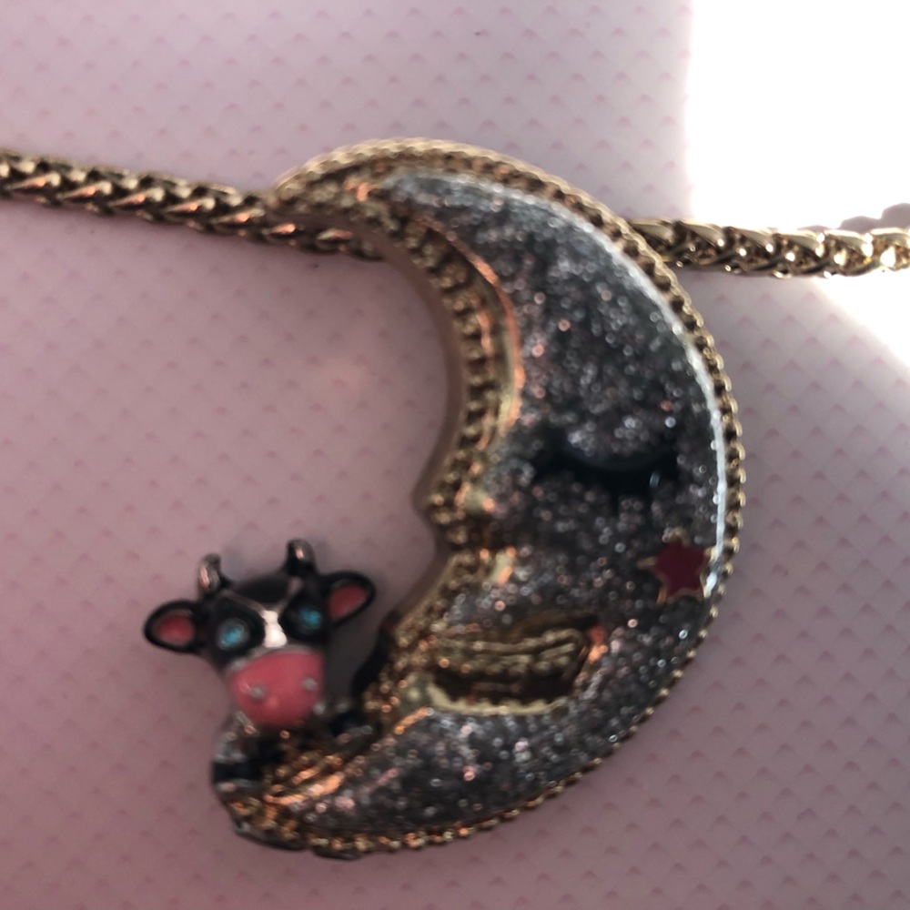 Betsey Johnson Gold and Silver Moon Pendant Necklace
